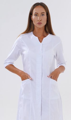 Халат 95 стрейч, рукав 3/4  (БЕЛЫЙ 44\)